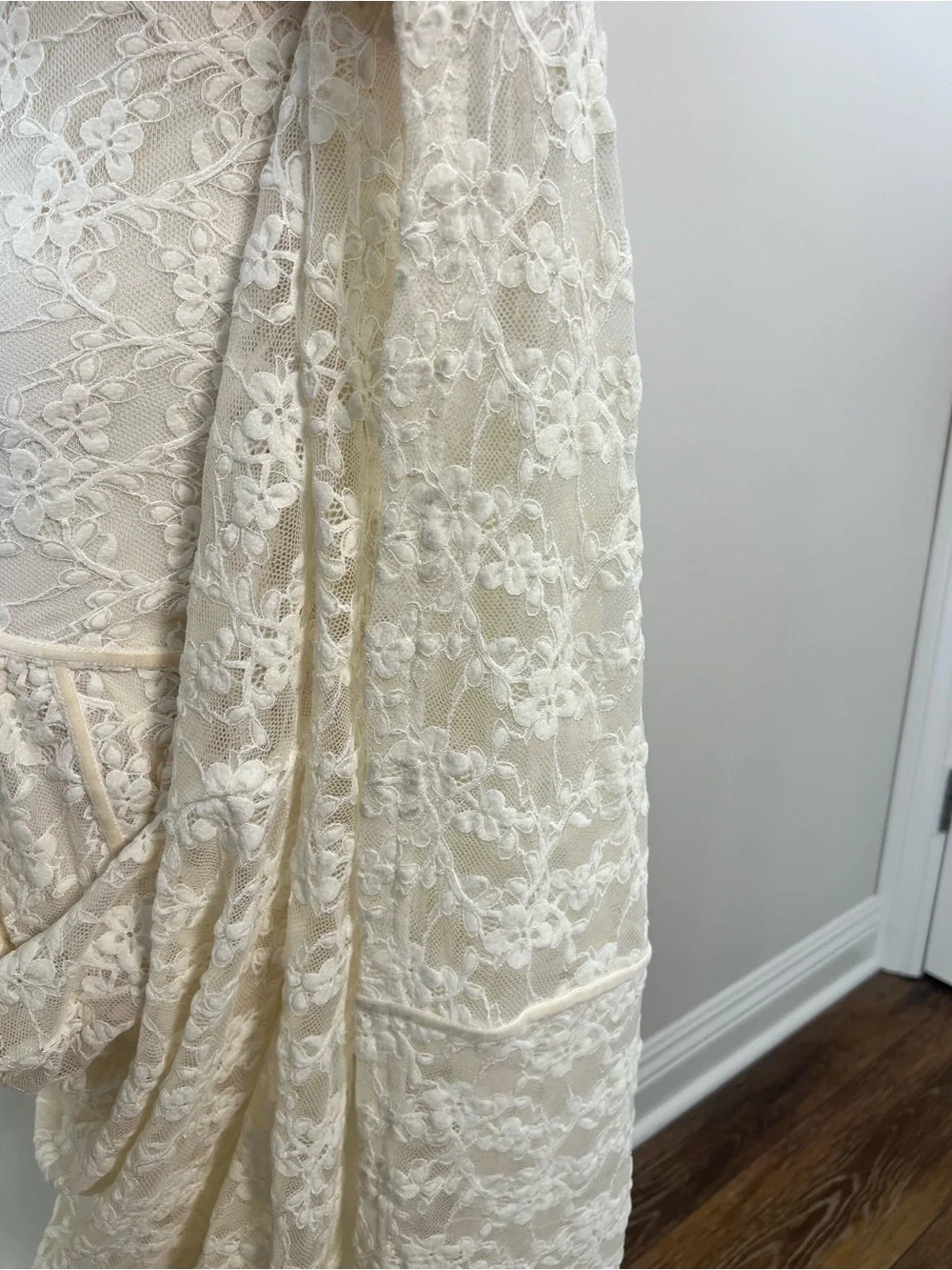 ZARA NWT Ecru Lace Maxi Dress Size S Sheer Mock Neck Wedding Bridal Boho - Picture 10 of 15
